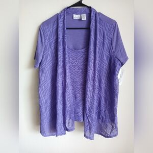 Kim Rogers Top NWT Purple attached tank size large